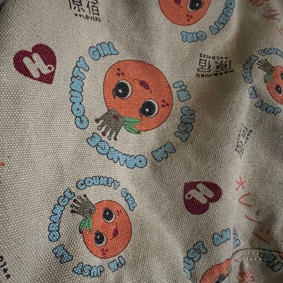 Harajuku Lovers  Beige Tote Bag with Cartoon Print - Picture 2 of 8